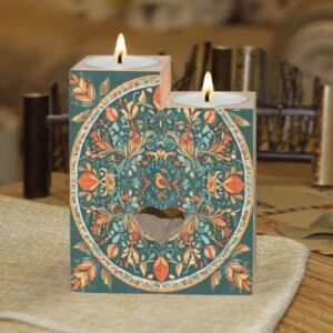 Fall Pattern-woodcandleholder 1 Wooden Candle Holder (Without Candle)