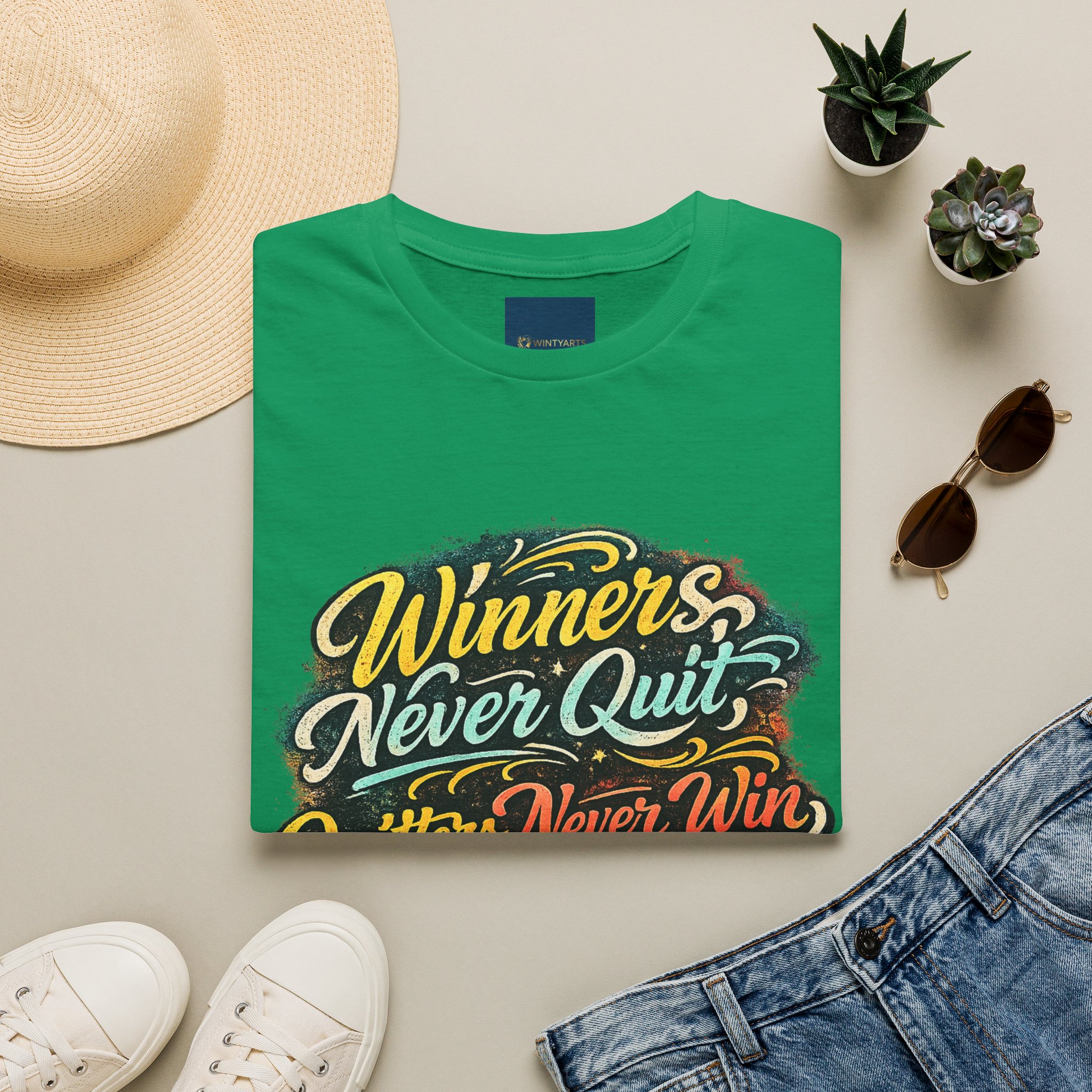 Winners Never Quit T Shirt — Winners Never Quit Never Win - Image 19