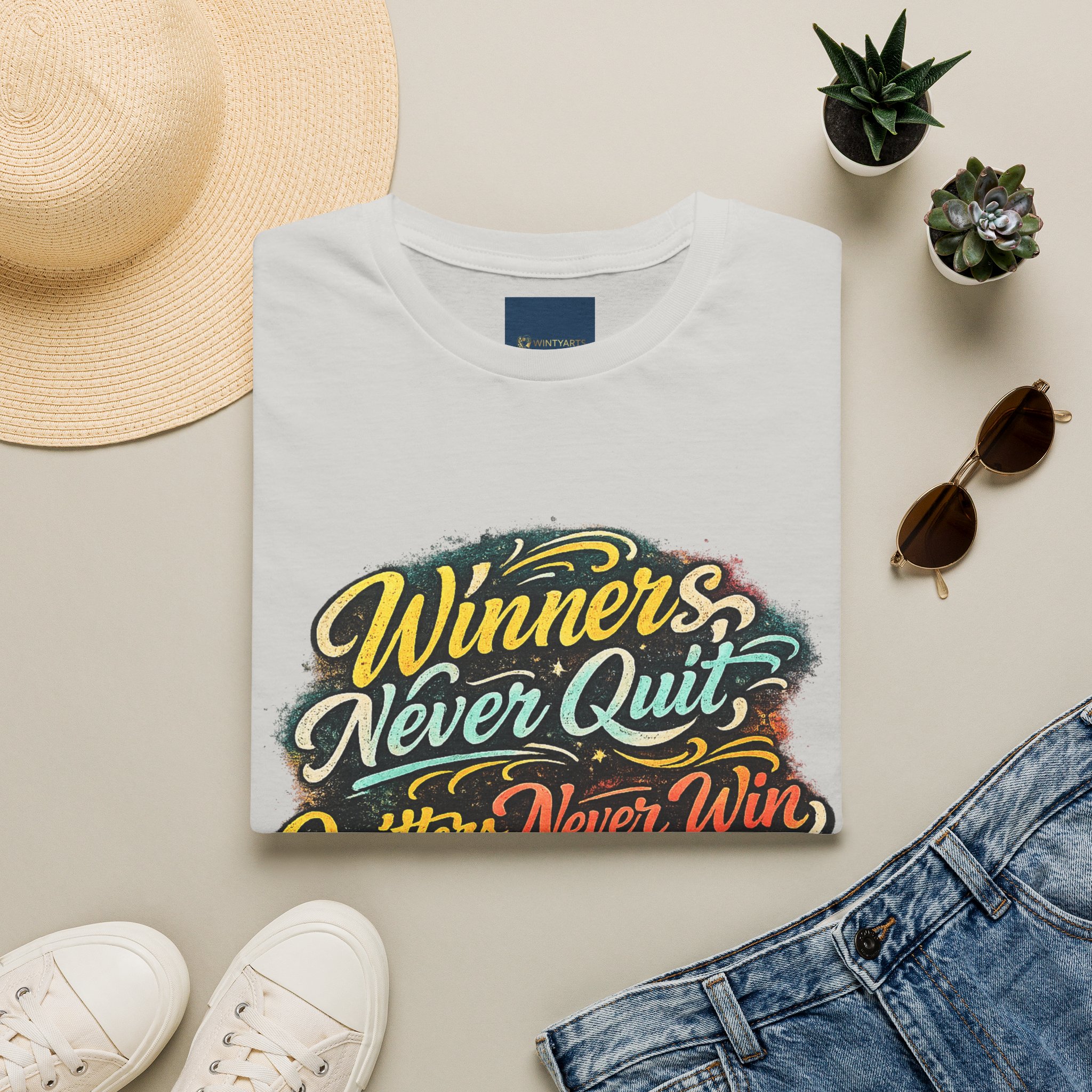 Winners Never Quit T Shirt — Winners Never Quit Never Win - Image 15
