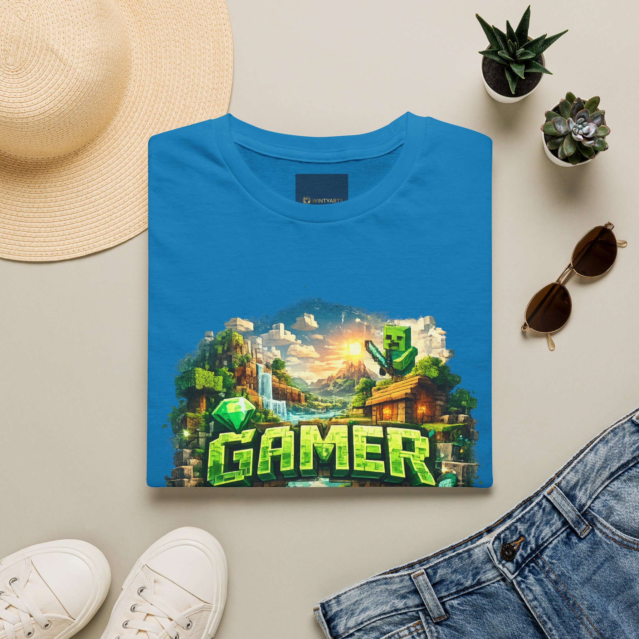 Block World Gamer T-Shirt — Block-world exploration and crafting aesthetic - Image 17