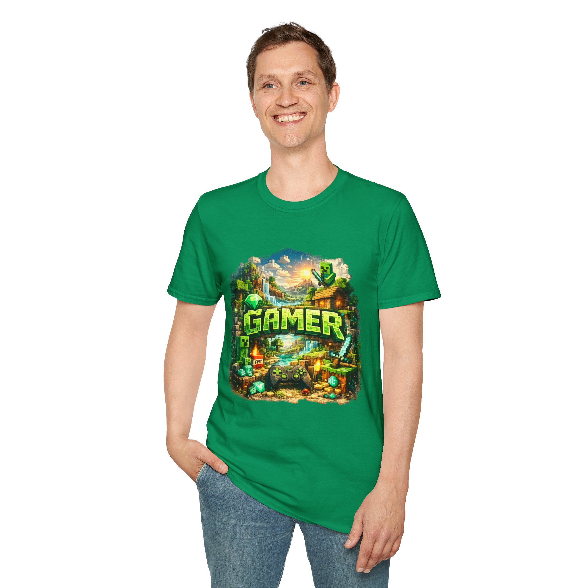 Block World Gamer T-Shirt — Block-world exploration and crafting aesthetic - Image 6