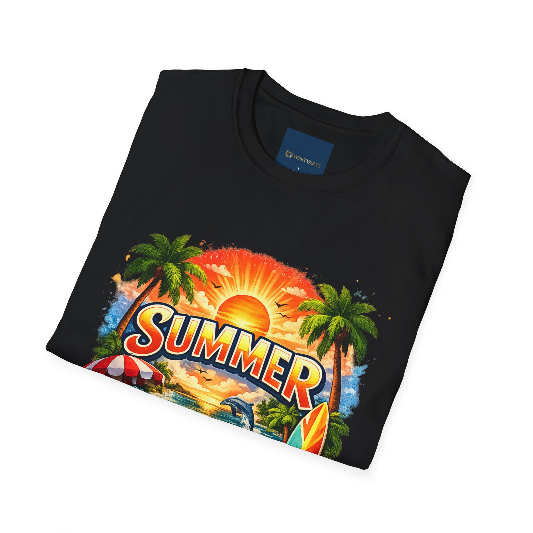 Summer Beach T-Shirt — Retro Sunset Palm Surf Graphic - Image 5