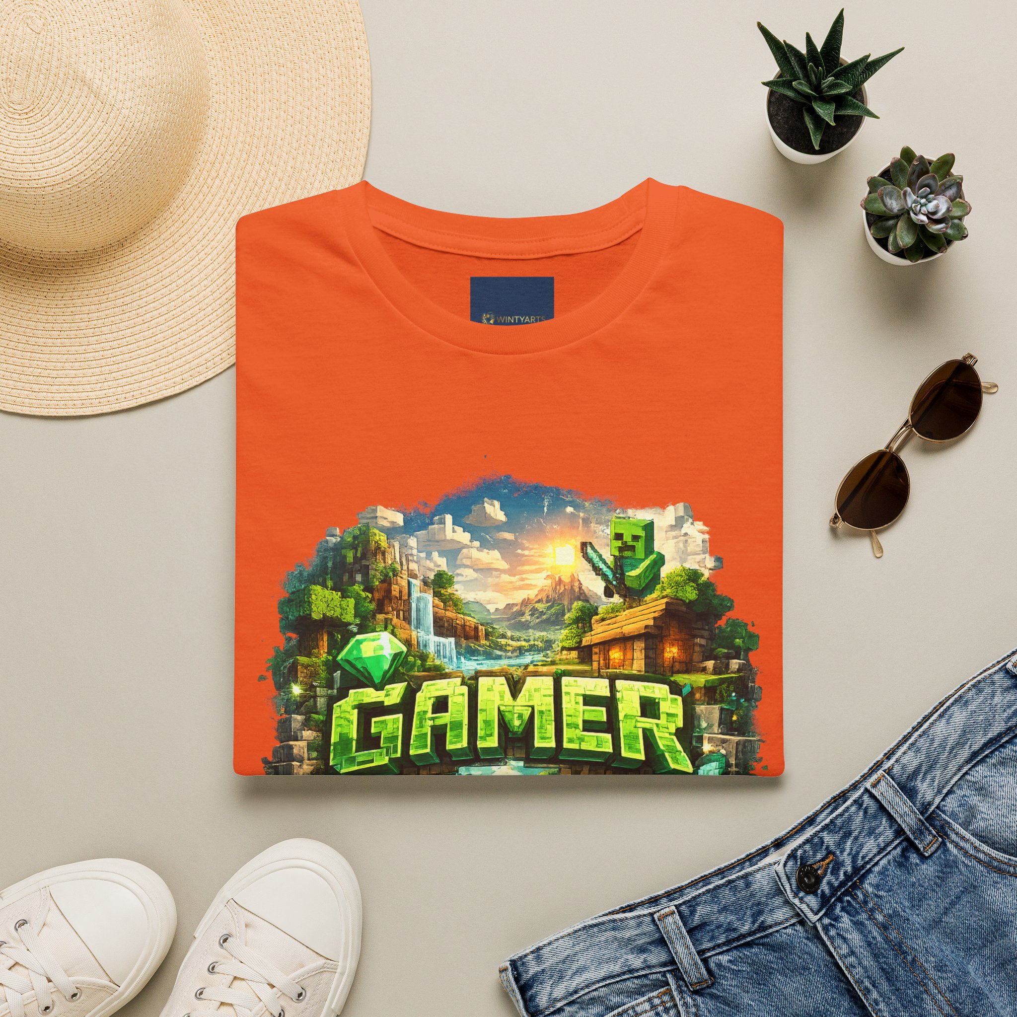 Block World Gamer T-Shirt — Block-world exploration and crafting aesthetic - Image 18