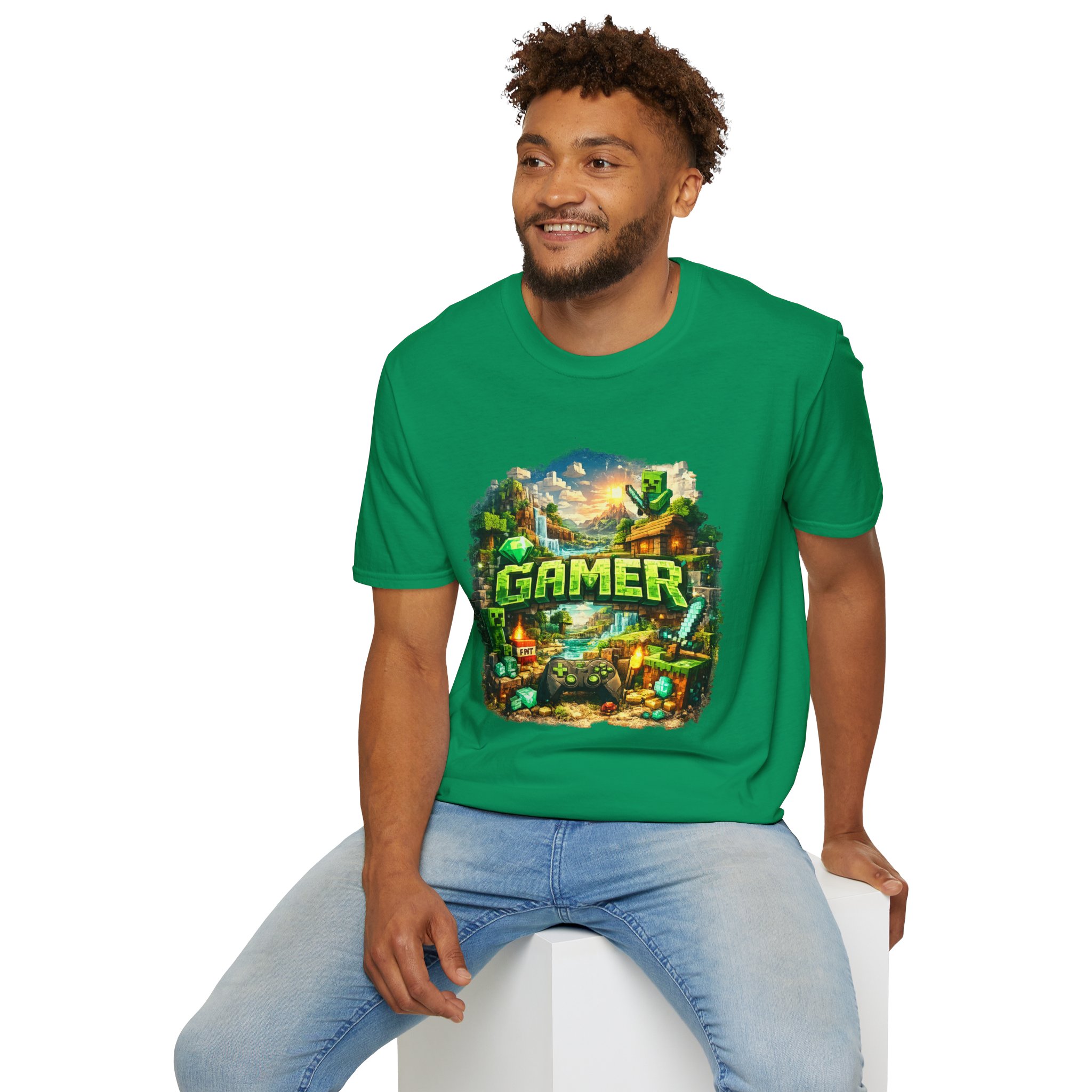 Block World Gamer T-Shirt — Block-world exploration and crafting aesthetic - Image 9