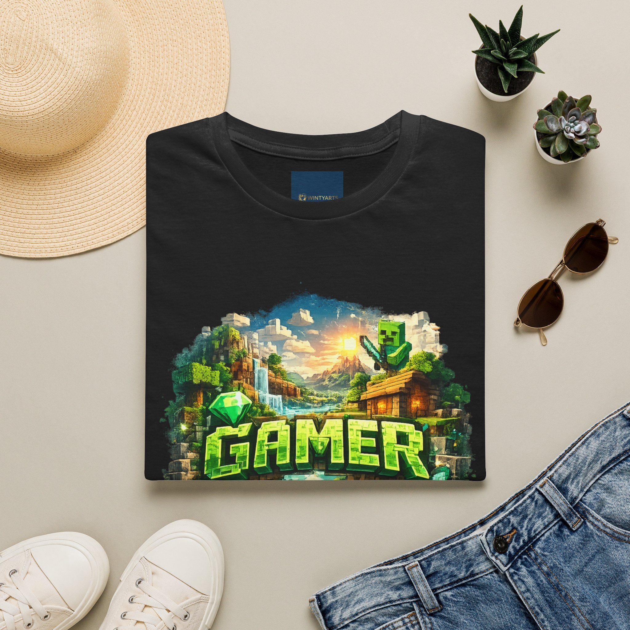 Block World Gamer T-Shirt — Block-world exploration and crafting aesthetic - Image 14