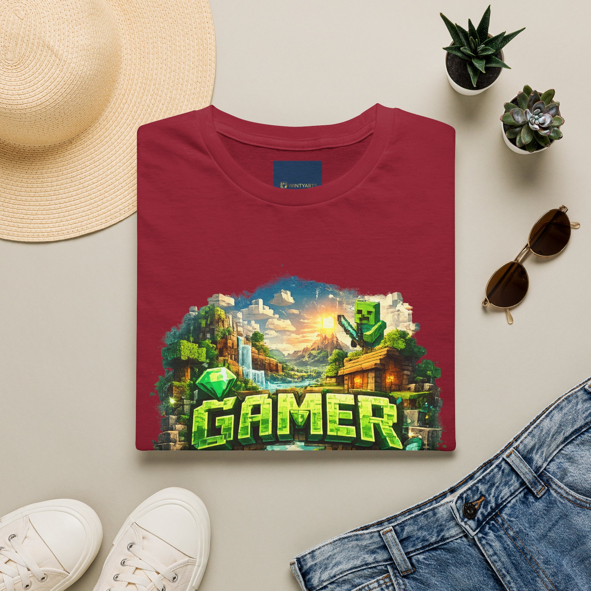 Block World Gamer T-Shirt — Block-world exploration and crafting aesthetic - Image 19