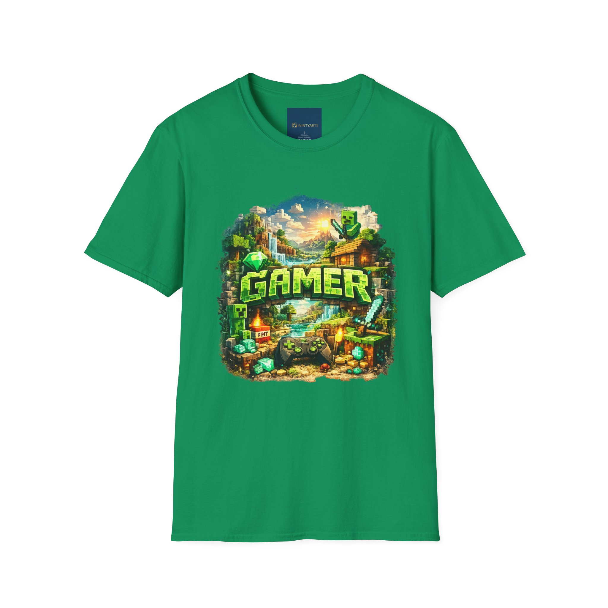 Block World Gamer T-Shirt — Block-world exploration and crafting aesthetic - Image 2