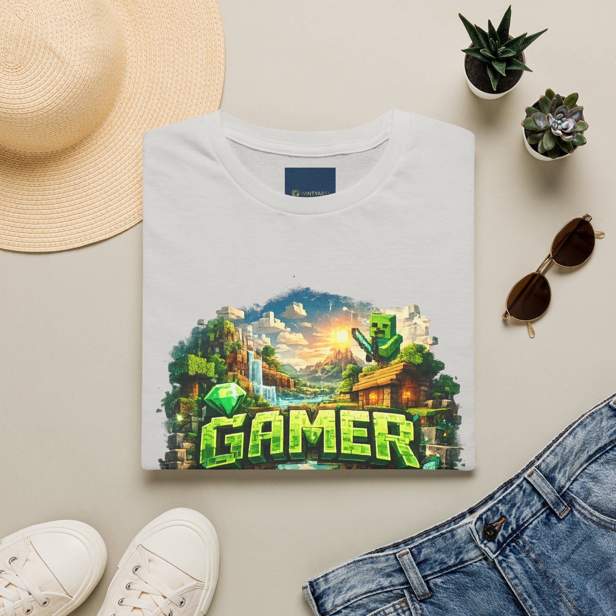 Block World Gamer T-Shirt — Block-world exploration and crafting aesthetic - Image 16