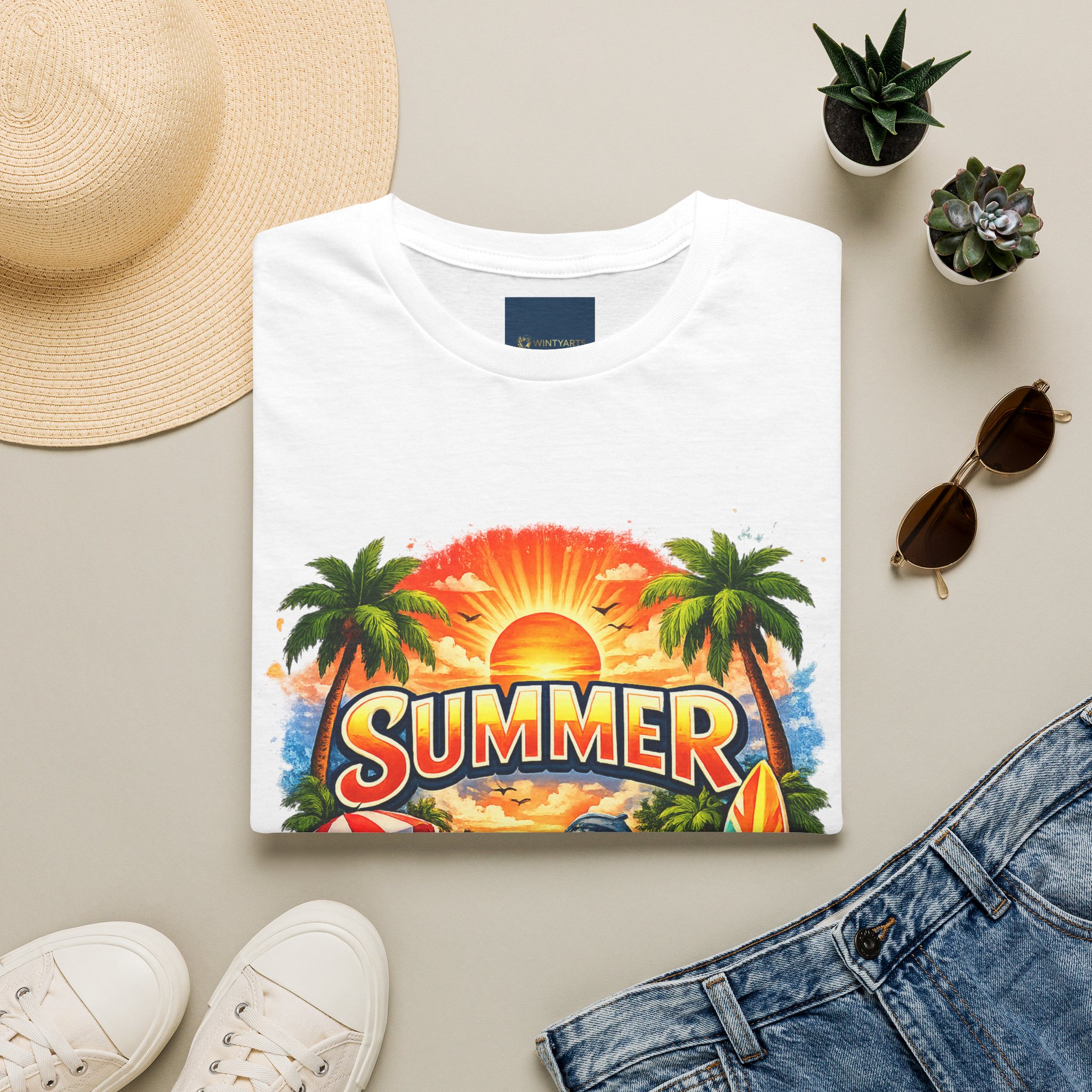 Summer Beach T-Shirt — Retro Sunset Palm Surf Graphic - Image 11