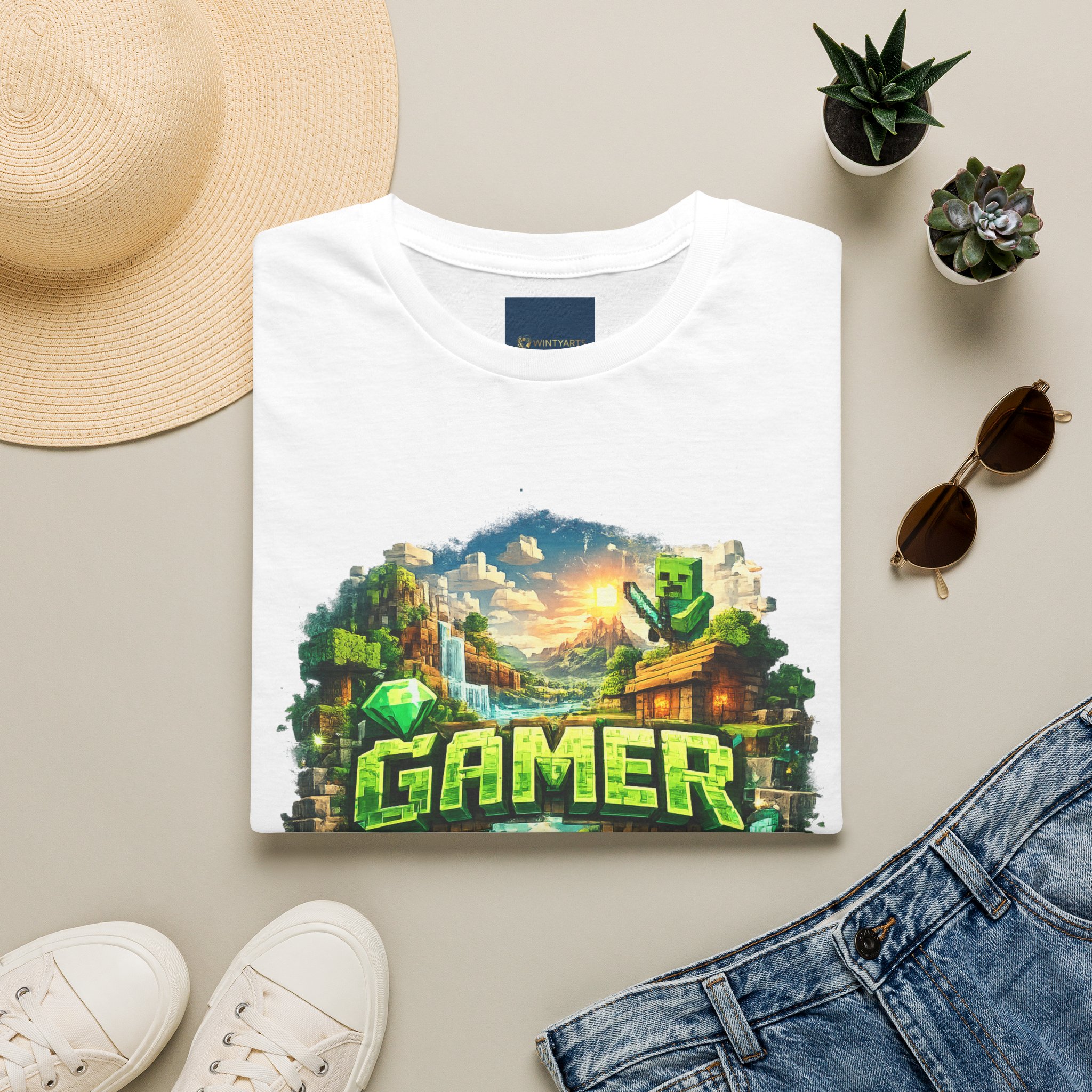 Block World Gamer T-Shirt — Block-world exploration and crafting aesthetic - Image 11