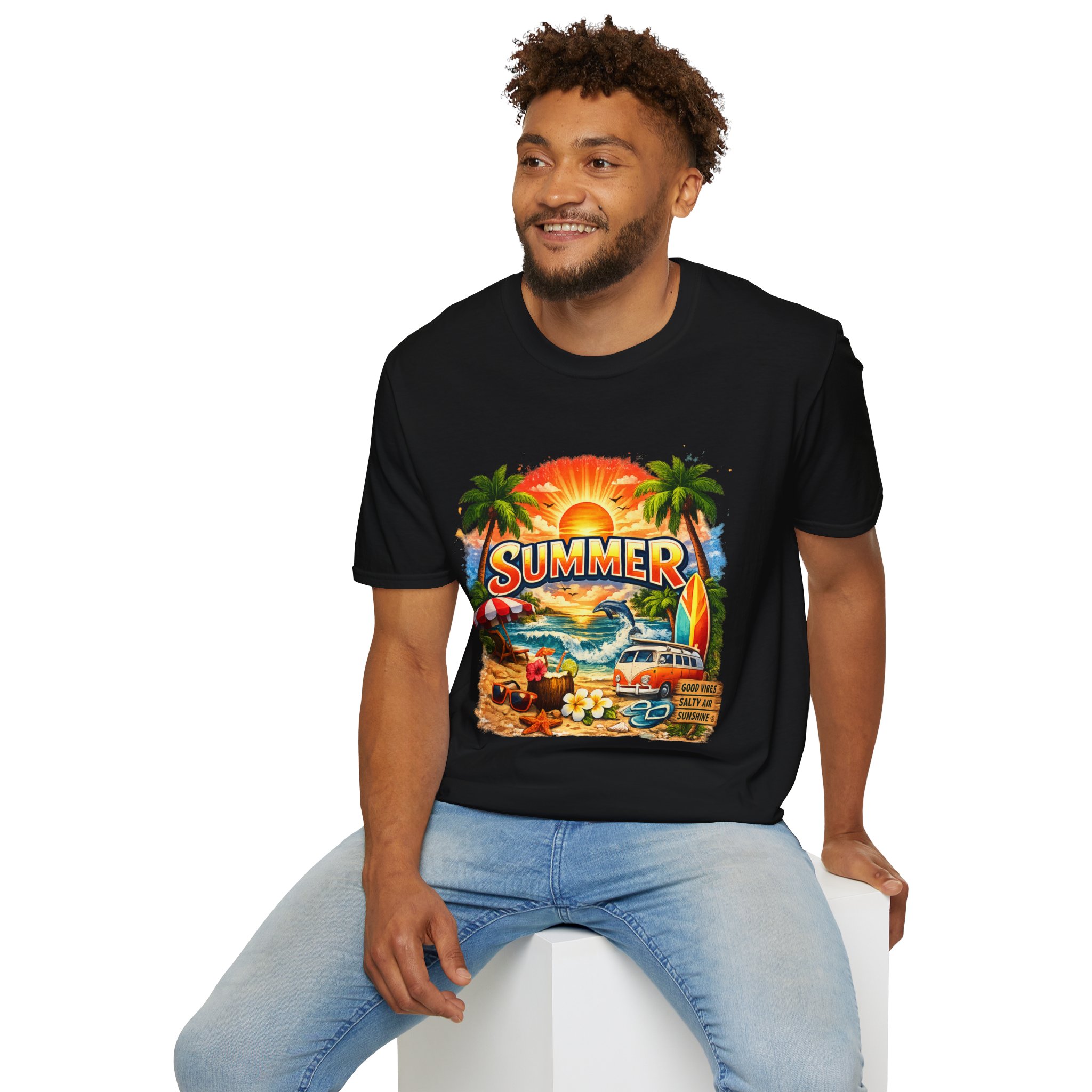Summer Beach T-Shirt — Retro Sunset Palm Surf Graphic - Image 7