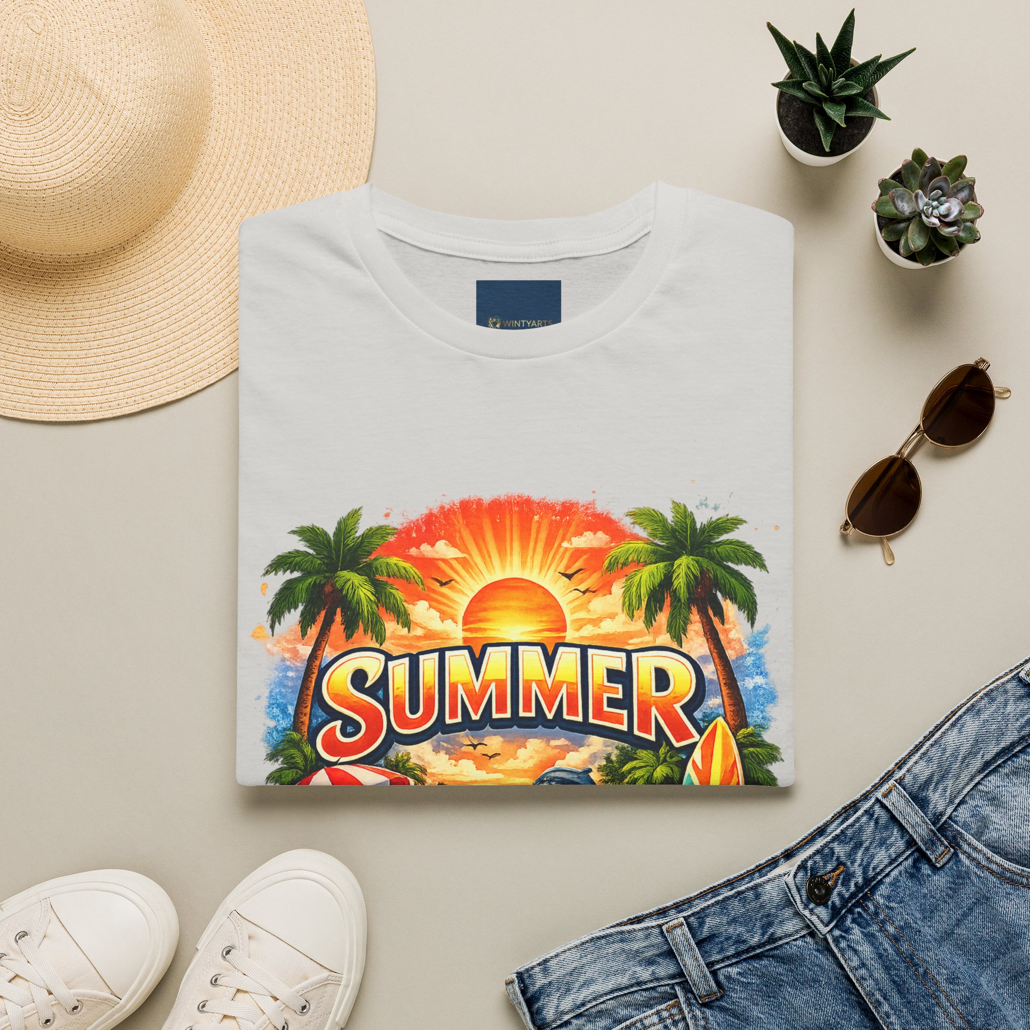 Summer Beach T-Shirt — Retro Sunset Palm Surf Graphic - Image 15