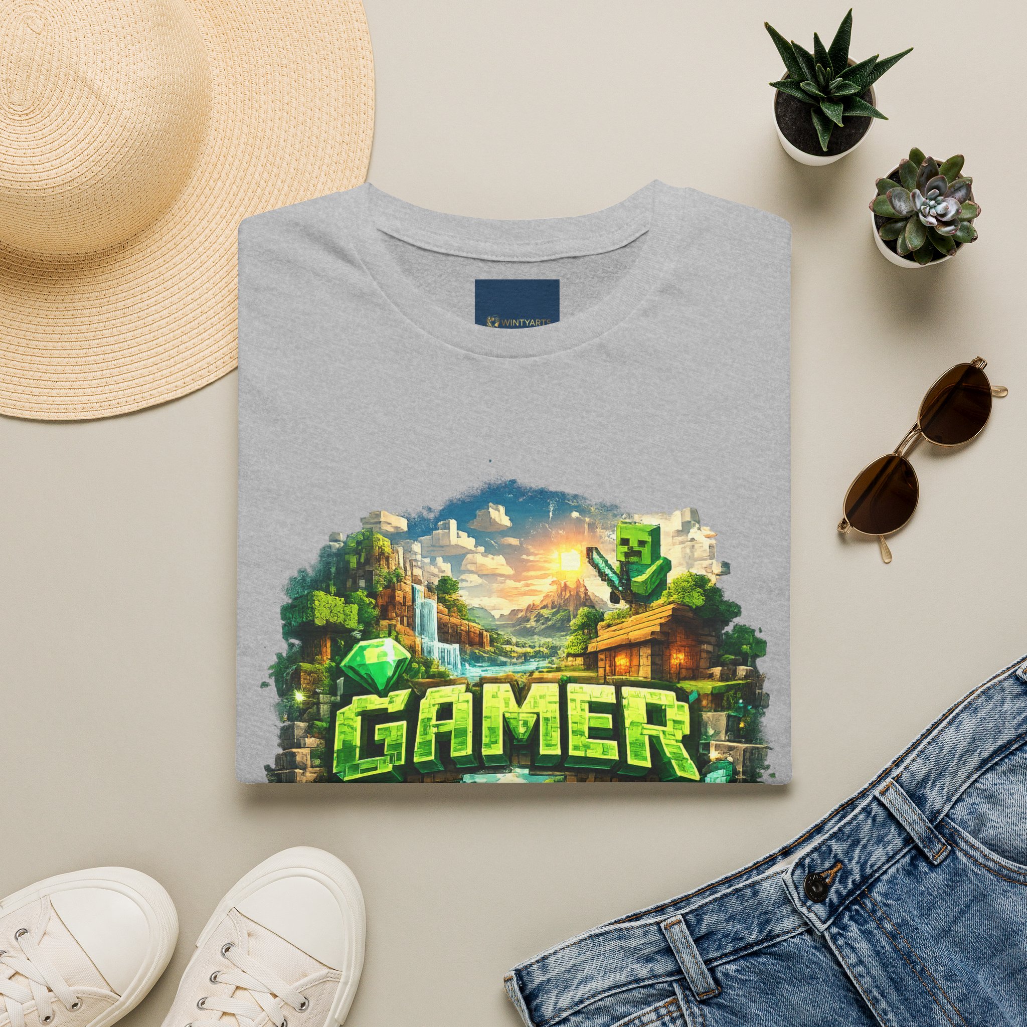Block World Gamer T-Shirt — Block-world exploration and crafting aesthetic - Image 12