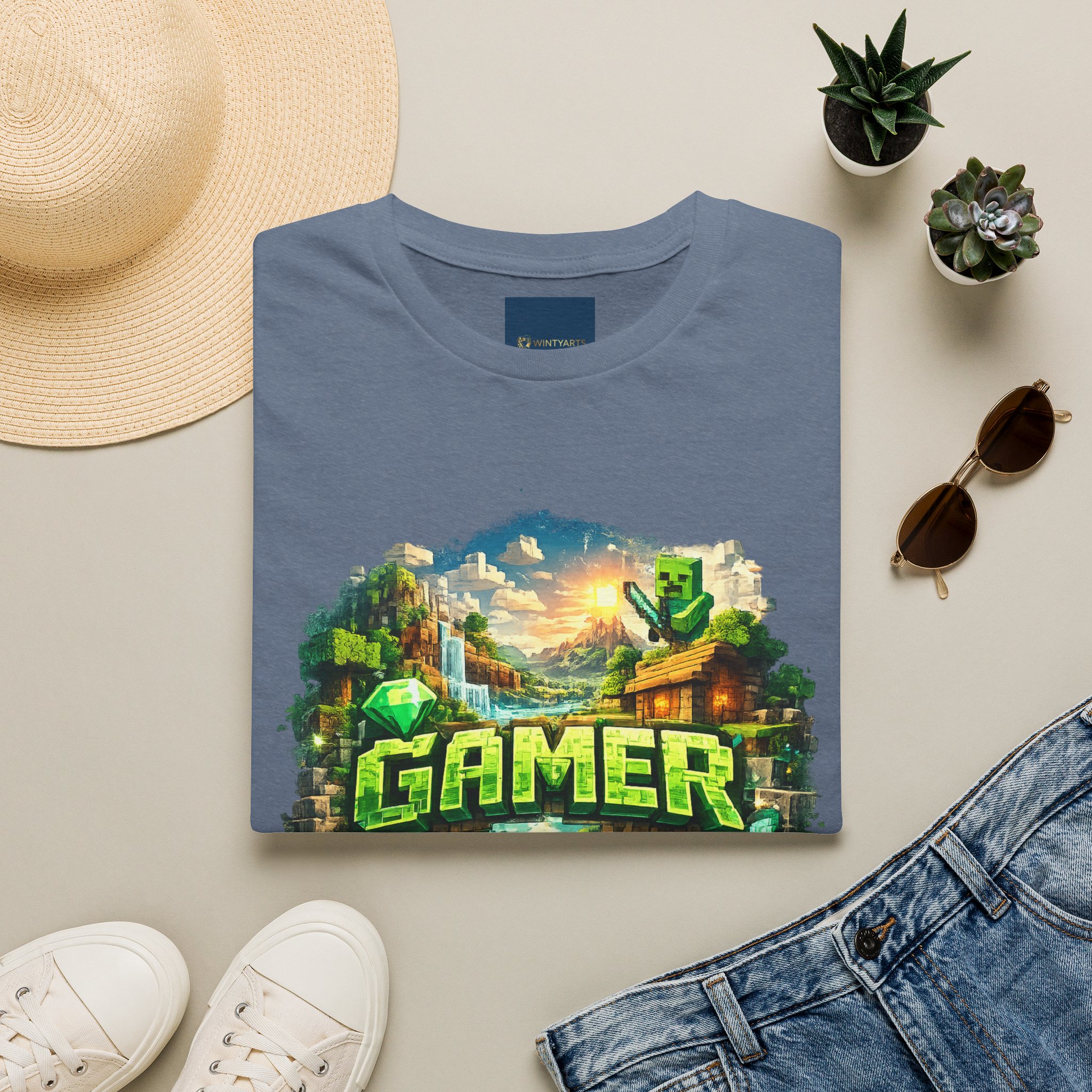 Block World Gamer T-Shirt — Block-world exploration and crafting aesthetic - Image 15
