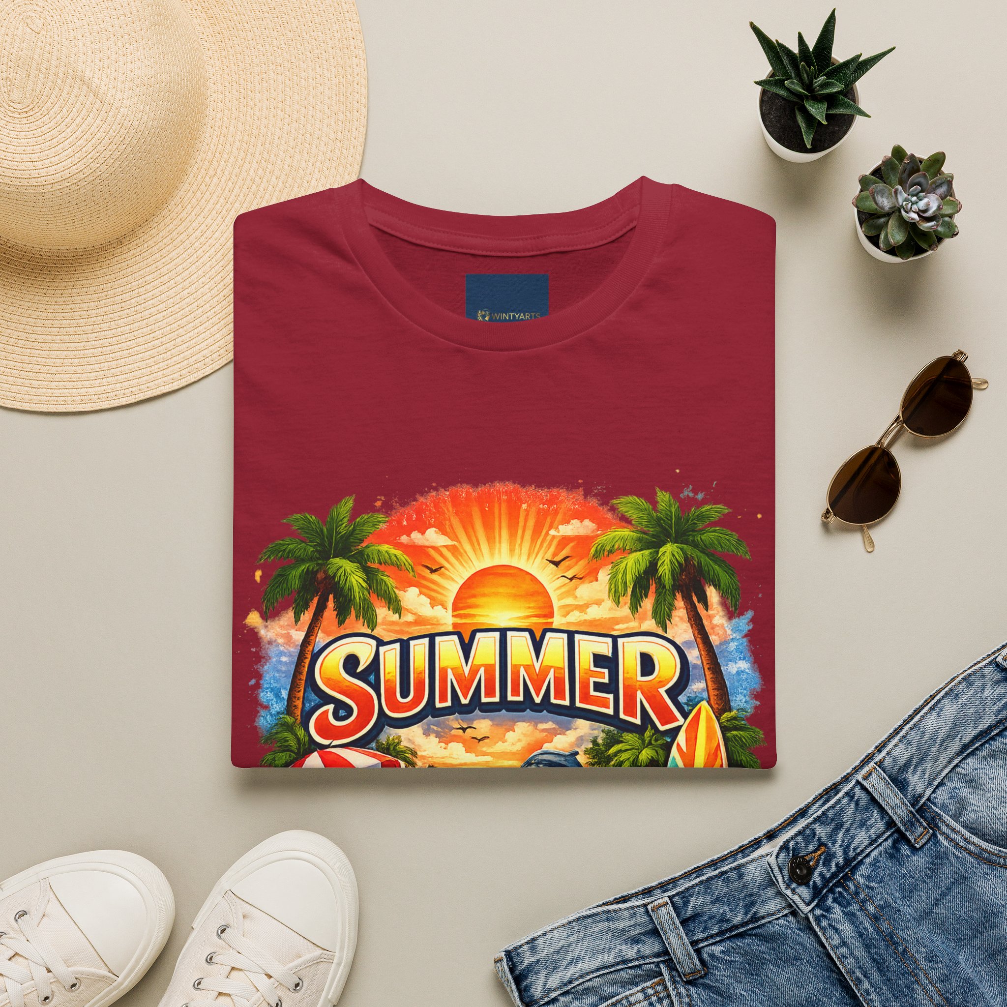 Summer Beach T-Shirt — Retro Sunset Palm Surf Graphic - Image 18