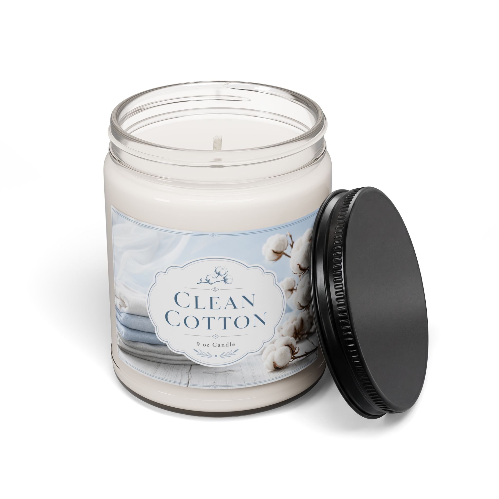 Clean Cotton 9 oz Soy Candle — Fresh Linen Scent - Image 2