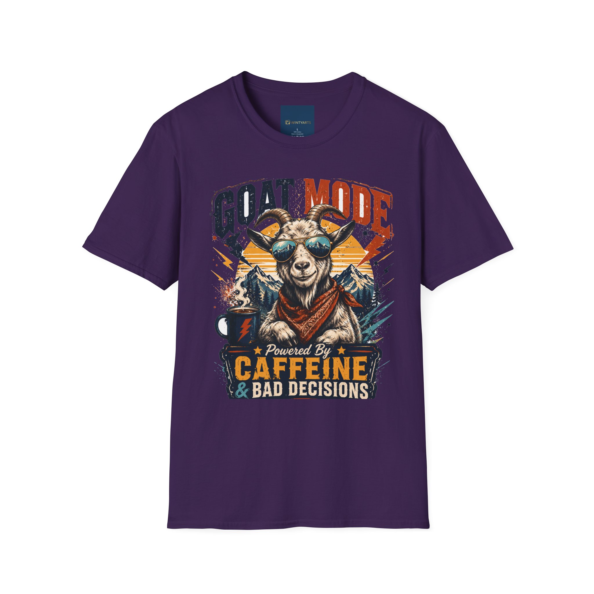 Goat Mode T-Shirt — Goat mode powered by caffeine and bad decisions - Image 12