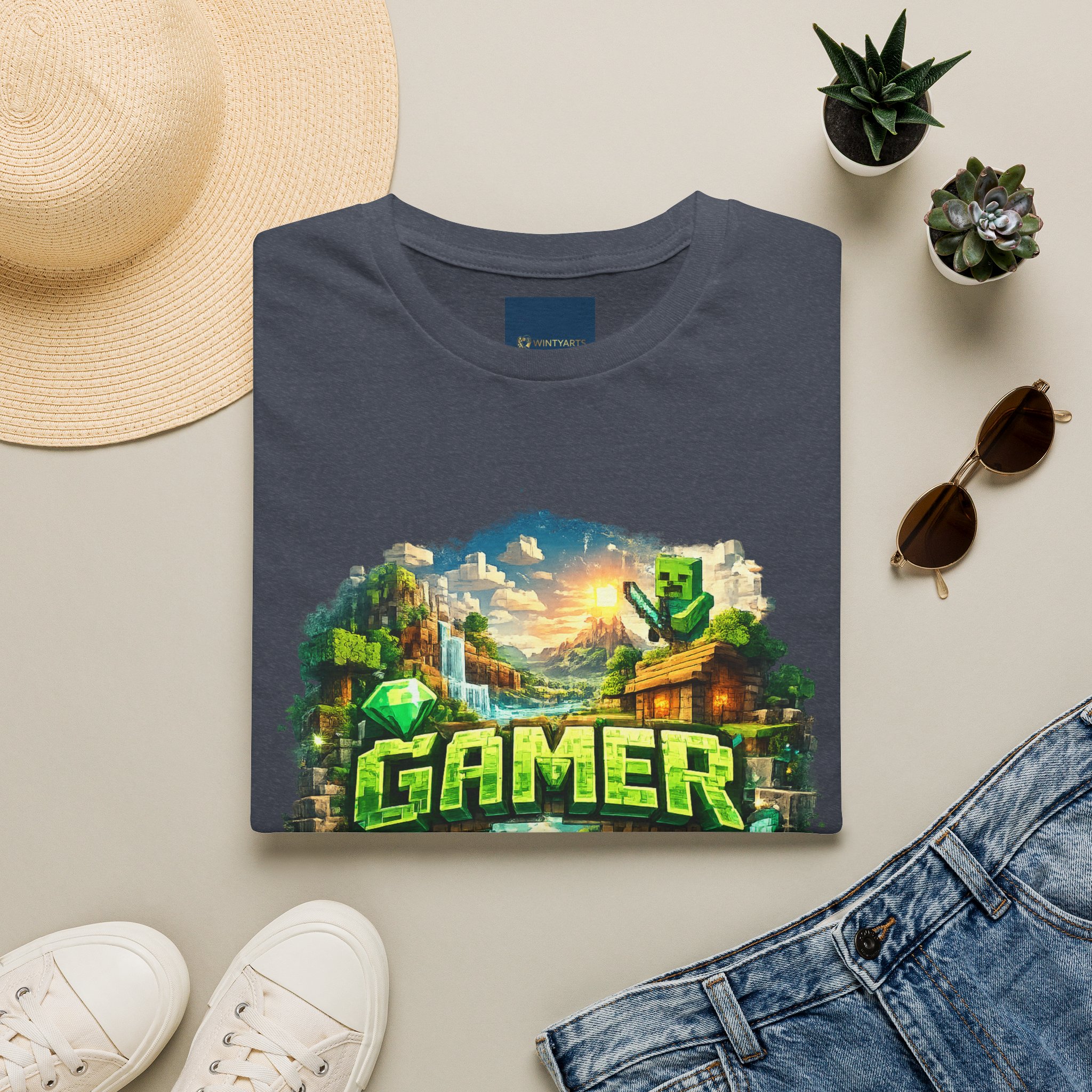 Block World Gamer T-Shirt — Block-world exploration and crafting aesthetic - Image 13