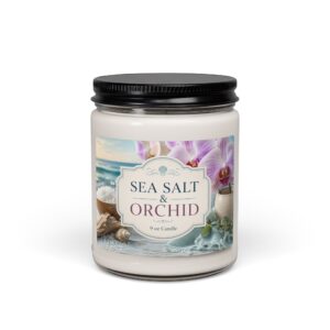 Sea Salt & Orchid Scented Soy Candle — 9 oz Coastal Floral Jar