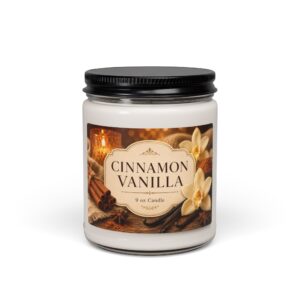 Cinnamon Vanilla Soy Candle — 9 oz Scented Jar for Cozy Home, Fall & Holiday Gift